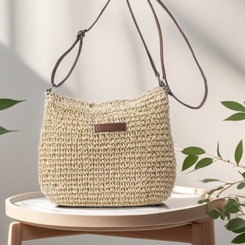 Casual Messenger Straw Woven Bag New Summer Simple Hand Straw Bag Woven Bag Vacation Beach Bag Versatile Women's Bag Factory