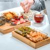 Glass Snack Platter Multi-cell Suit with Rectangular Wooden Pallet Home Square Dried Fruit Snack Bowl Fruit Plate Tableware