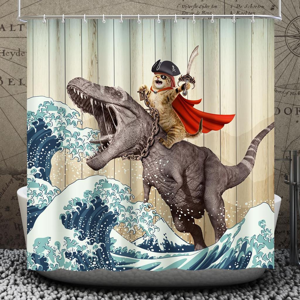 Funny Shower Curtains, Cool Dog Shower Curtain, Fun Pet Puppy Waterproof Shower Curtains with Hooks for Bathroom Decor, Dog