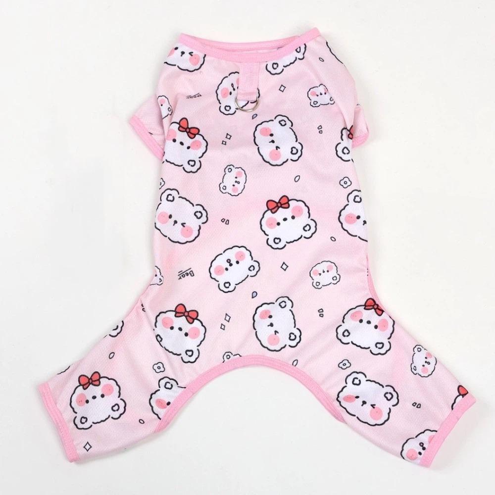 Breathable Mesh Dog Cooling Jumpsuit Cartoon Pattern Stretchable Dog Sunscreen Clothes Lightweight Soft Sun Protection Clothes