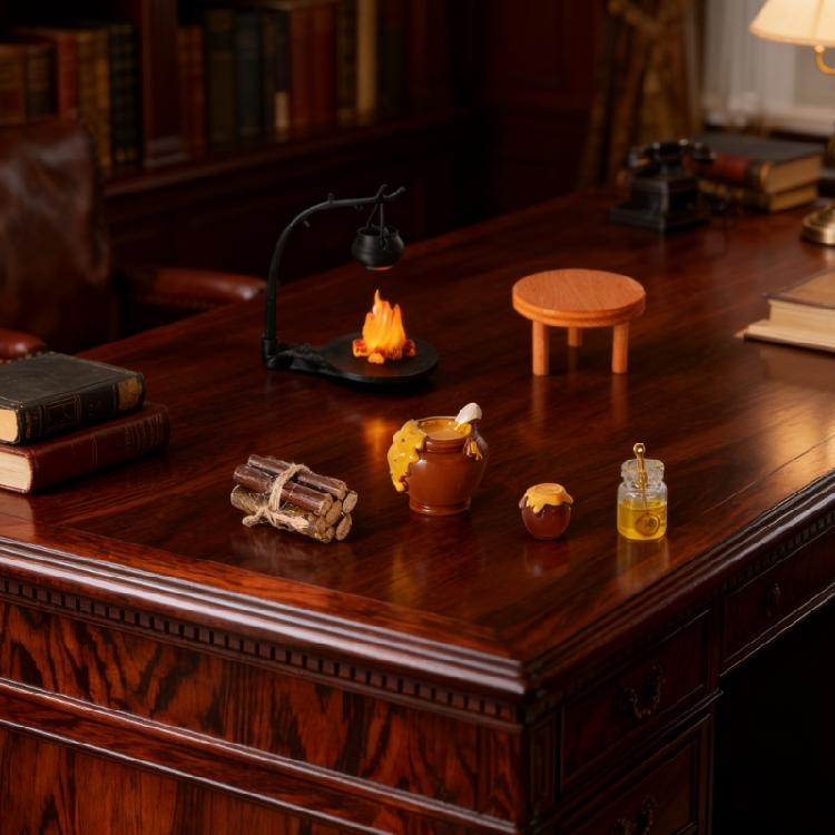 Miniature Kitchen Miniature Set 1/12 Doll House Decoration Hanging Stove Firewood SweetJar Model with Realistic Features