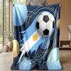 Argentina Football Printed Flannel Blanket Skin Friendly Warm Decorative Throw for Indoor Couch Bed Daily Use