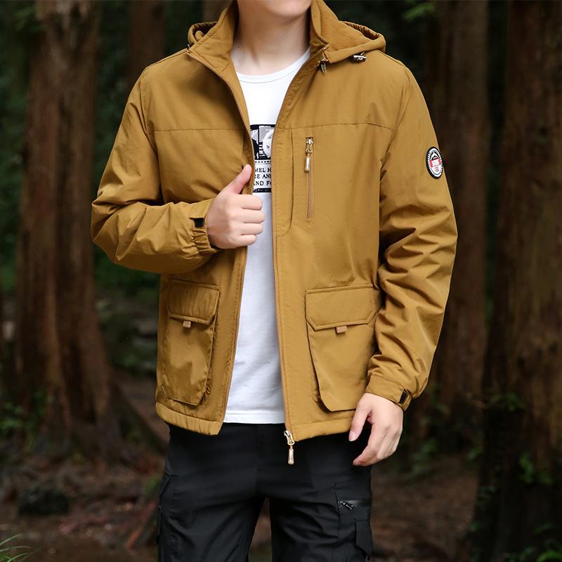 Autumn and Winter Men's Velvet Jacket Outdoor Thickened Windproof Jacket Sports Casual Loose Work Jacket Jacket