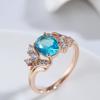 Kinel Blue Water Drop Zircon Rings For Women Rose Gold Color Fine Jewelry