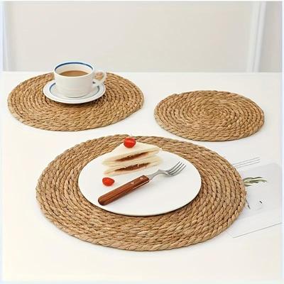 Topfuntersetzer Handgewebte Rattan-Platzsets Rund Hitzebeständige Untersetzer Natürliche Gewebte Tischsets für Essen Zuhause Hochzeitsdekoration