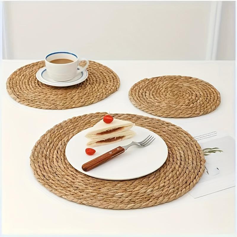 Pot Mats Handwoven Rattan Placemats Round Heat Insulation Mats Natural Woven Table Mats for Dining Home Wedding Decoration