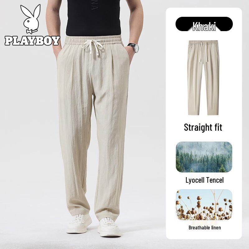 

PLAYBOY Men s Lyocell Linen Straight Casual Pants XL