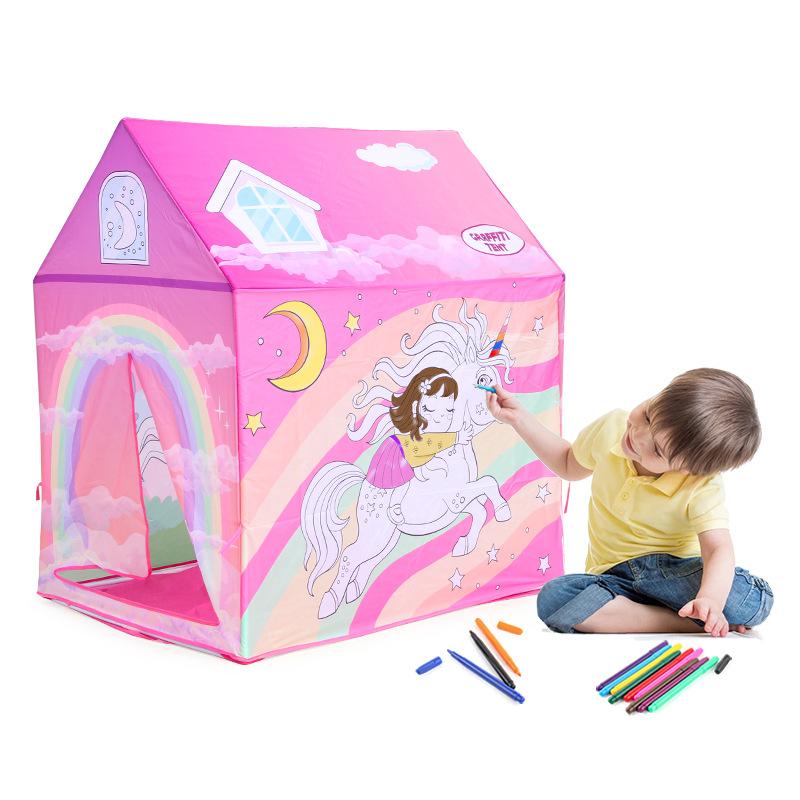 Children'S Tent Indoor And Outdoor Foldable Climbing Game House Storage Ocean Ball Pool Graffiti Tent Toys