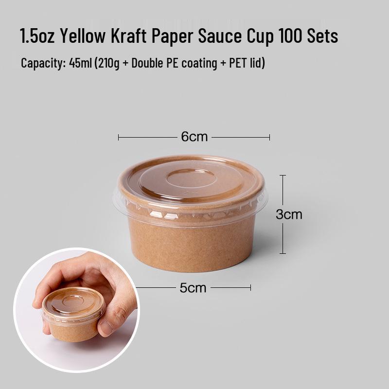 100 Tazzine di Plastica Monouso per Salse con Coperchio - Ideali per Polpa di Frutto della Passione, Salsa Piccante, Salsa di Soia e Condimenti
