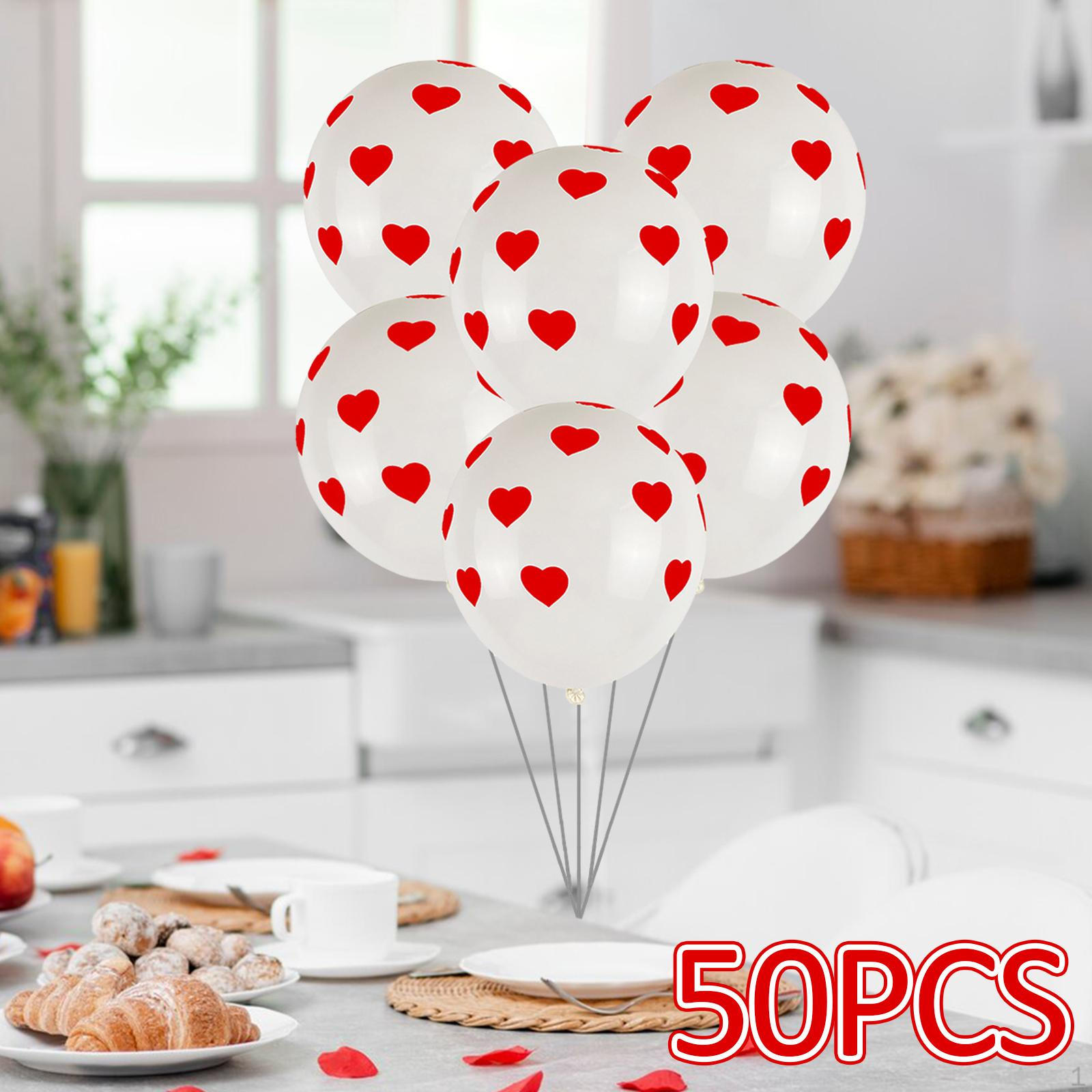 

50 Pieces Valentines Day Balloon Heart Balloons Decoration Decorations Party White Ball Red Heart