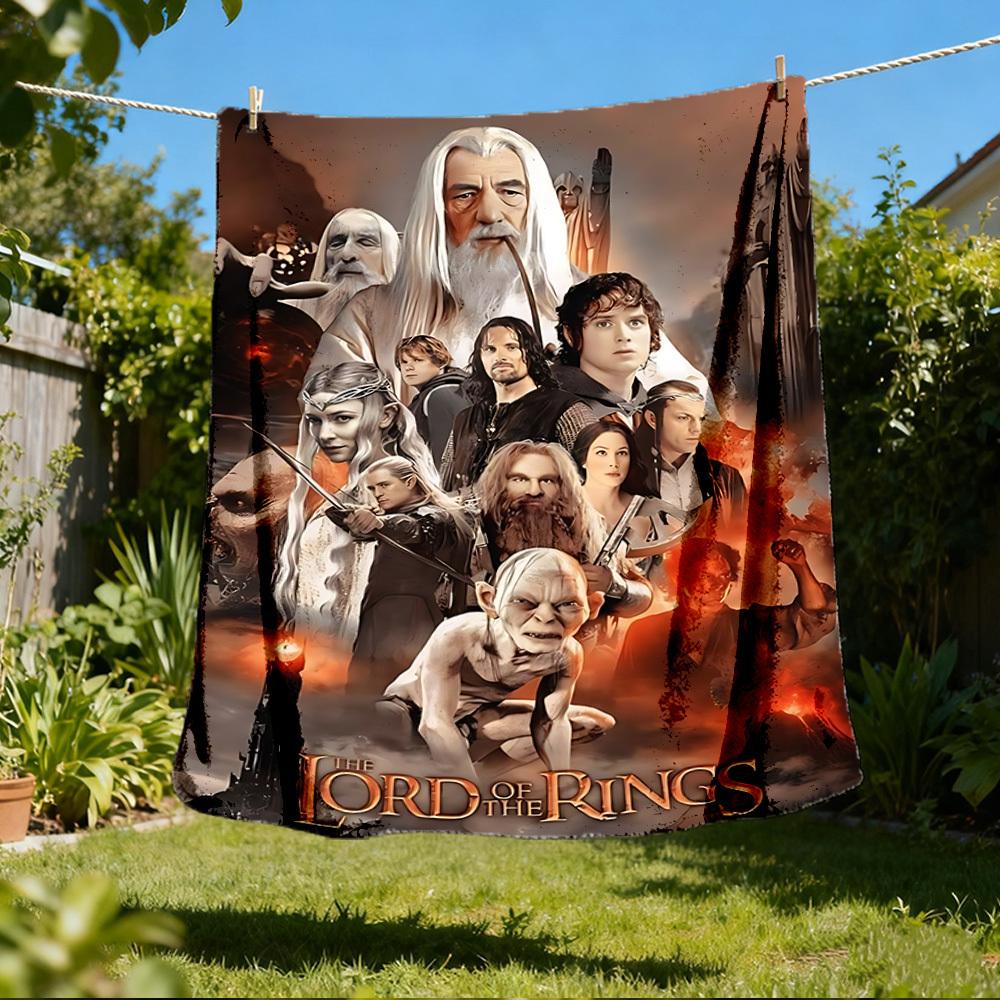 1pc Lord of the Rings Outdoor Flannel Throw Blanket Soft, Lightweight & Warm for Sofa, Office