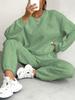 Fall Winter Women's Clothing New Style Ribbed Mesh Long Pants Casual Two Piece Set Outfit for Women