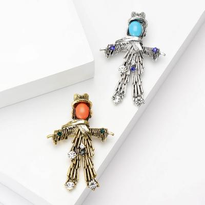 Crystal Scarecrow Brooch Retro Creative Personality Temperament Character Pin Brooch Suit Clothing Accessories