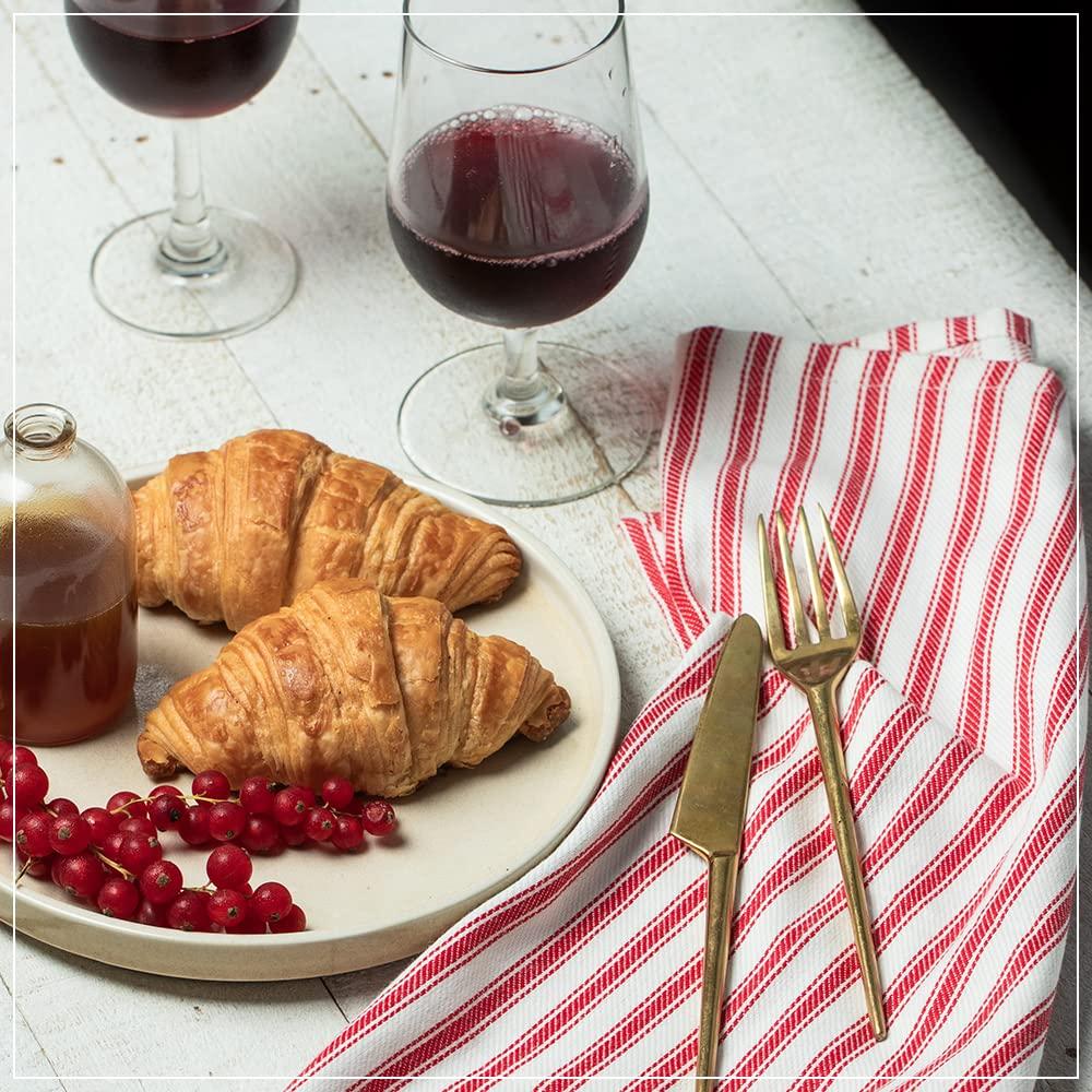 French Stripes Dinner Napkin, Red and White Stripes, Pack of 12, 100% Pure Cotton, 18" X 18", Table Napkin STRW12 Dinner Napkin