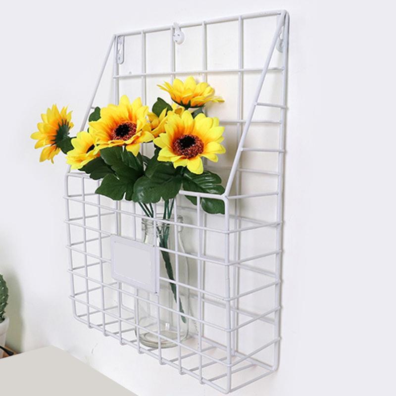 Simple Iron Grid Book Shelf Home Wall Decoration Wall Newspaper Magazine Storage Shelf Wall Shelves Wrought Iron