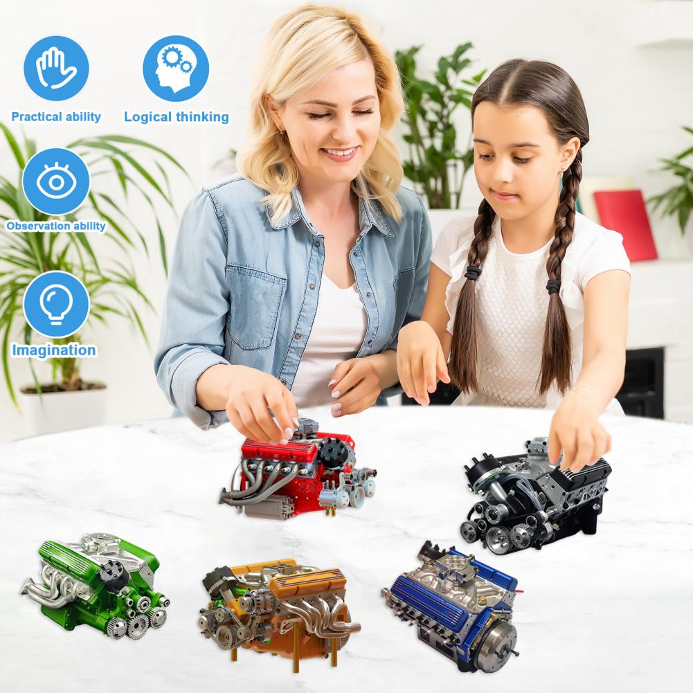 Garage Display Piece Resin V8 Engine Model Statue for Car Enthusiasts Small-block Engine Figurine Collectible Gift for Adults