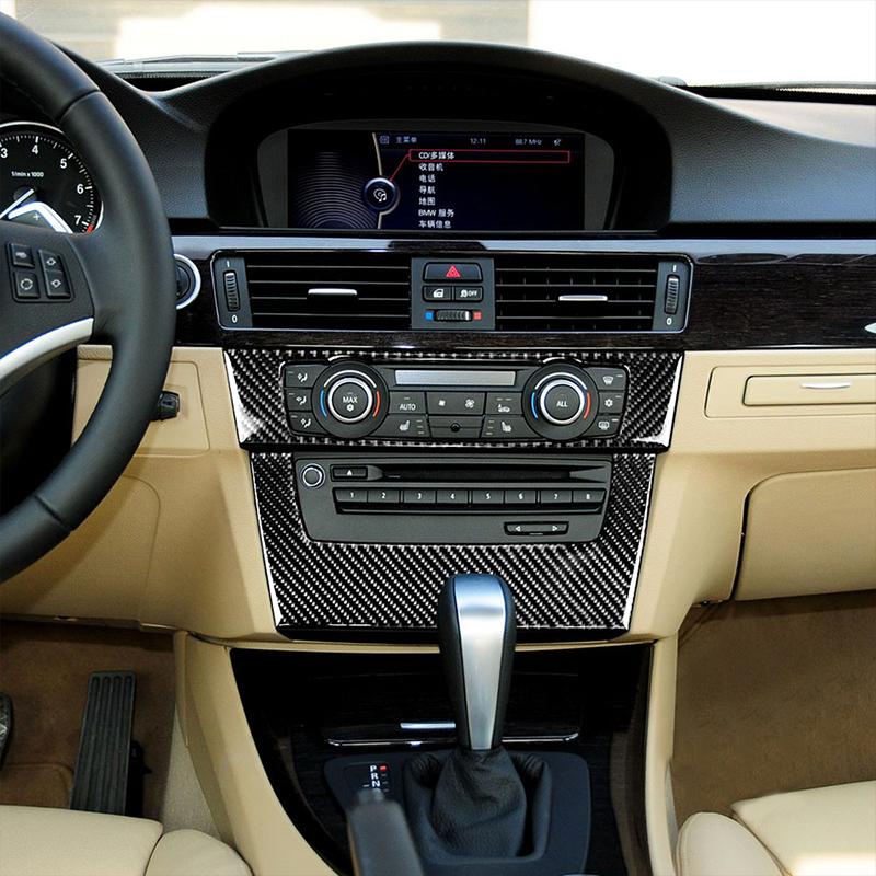 Pentru BMW E90 E92 E93 Seria 3 2005-2012 2 buc. Accesorii interioare Fibră de carbon reală Consolă centrală auto CD AC Capac panou