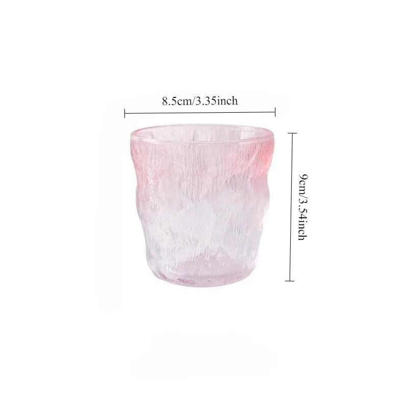 Gradient Pink Cocktail Glass Creative Drinkware Modern Iceberg Shaped Glass Cup Lemon Soda Water Cup Suitable for Gift Giving 1pcs