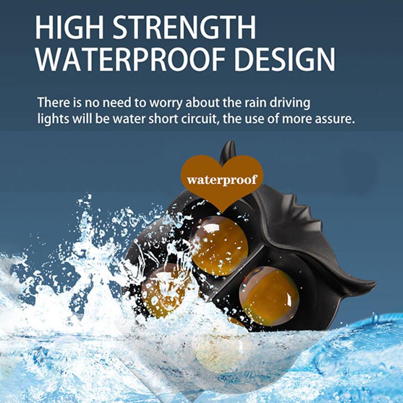 Universal Owl Shape 4-Lens Motorcycle LED Fog Lights, Dual Color White Yellow Driving Spotlights for HJG Scooter Bike,Waterproof Headlamp 1/2Pcs