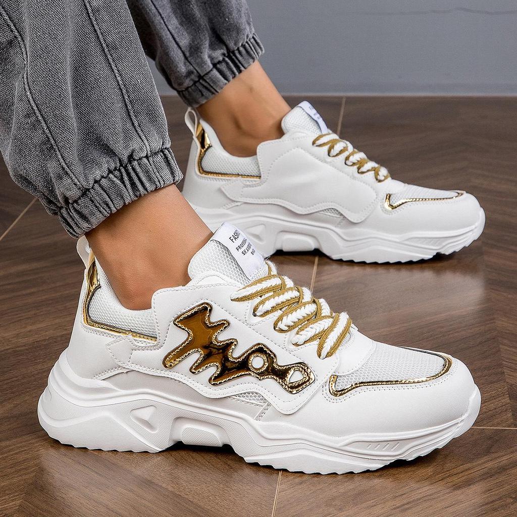 Cross-Border Trendy Men's Thick-Soled Lace-Up Sports Running Dad Shoes