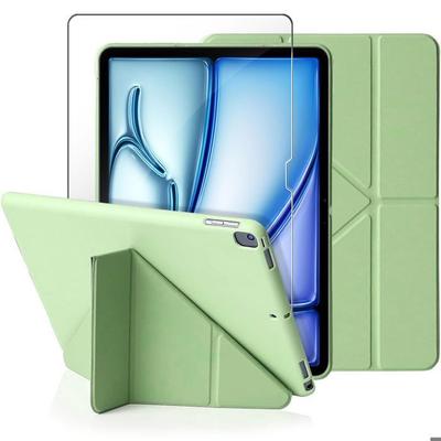 Case + Tempered Glass - for iPad Air 11 Inch - Shockproof Protection - Multi-Angle Adjustable - Green