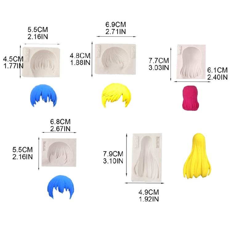 Anime-Doll Long Hair Bangs Clay Mold Fondant Cake Mold Anime-Character Bangs