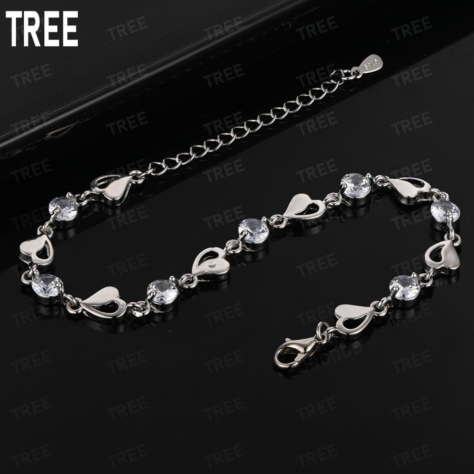 Exquisite 925 Sterling Silver AAA Zircon Heart Bracelet - Fashionable Gift Jewelry