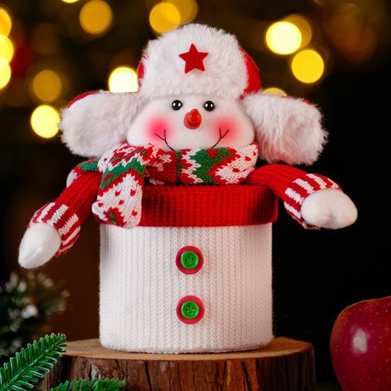 Słoik na słodycze Świąteczna dzianina w stylu kreskówki Tkanina o dużej pojemności Stwórz atmosferę Lalka w podeszłym wieku Słoik na cukierki