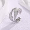 Stainless Steel Geometric Double-Layer Hollow Ring For Women  Irregular Black And White Enamel Ring With Adjustable Jewelry