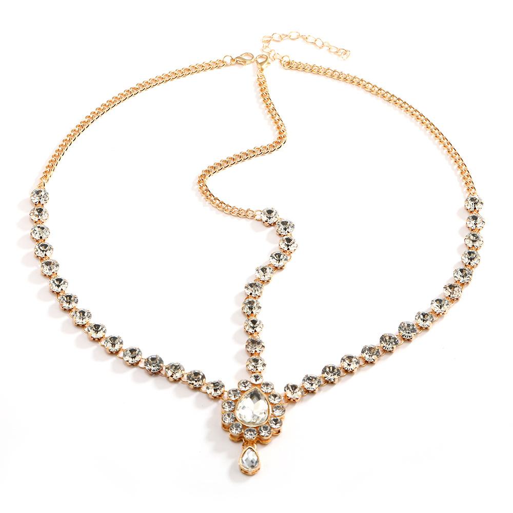 Fashion Hair Accessories, Personalized Ethnic Wind Water Diamond Hair Chain, Temperament Versatile Full Diamond Forehead Chain Women