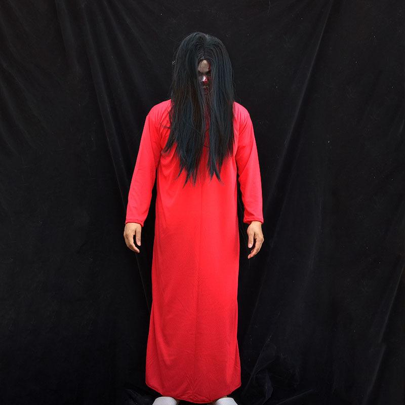 Halloween Horror Costume: Sadako Outfit, Wig, Female Ghost, Vampire, Zombie Costume, Bar Costume, Ghost Wig Set