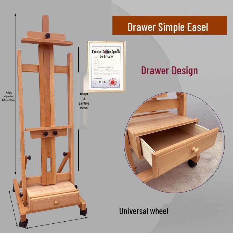 Beechwood Dual-Purpose Flat & Upright Easel with Solid Wood Drawer
