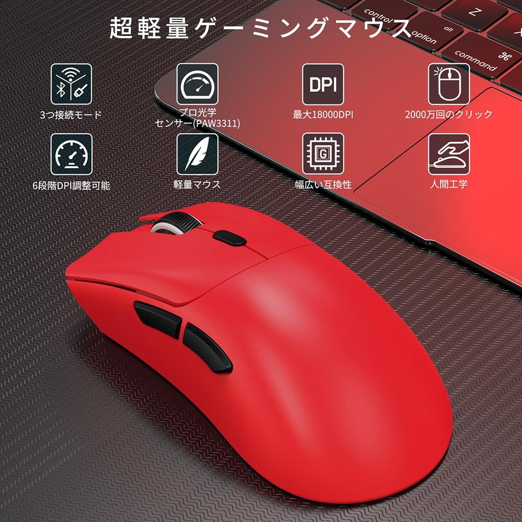 MAMBASNAKE X ATTACK SHARK R1 Gaming Mouse, Ultra-Lightweight (55±3g), Wireless 2.4GWireless BluetoothWired Type-C, PAW3311 Sensor, High Precision,