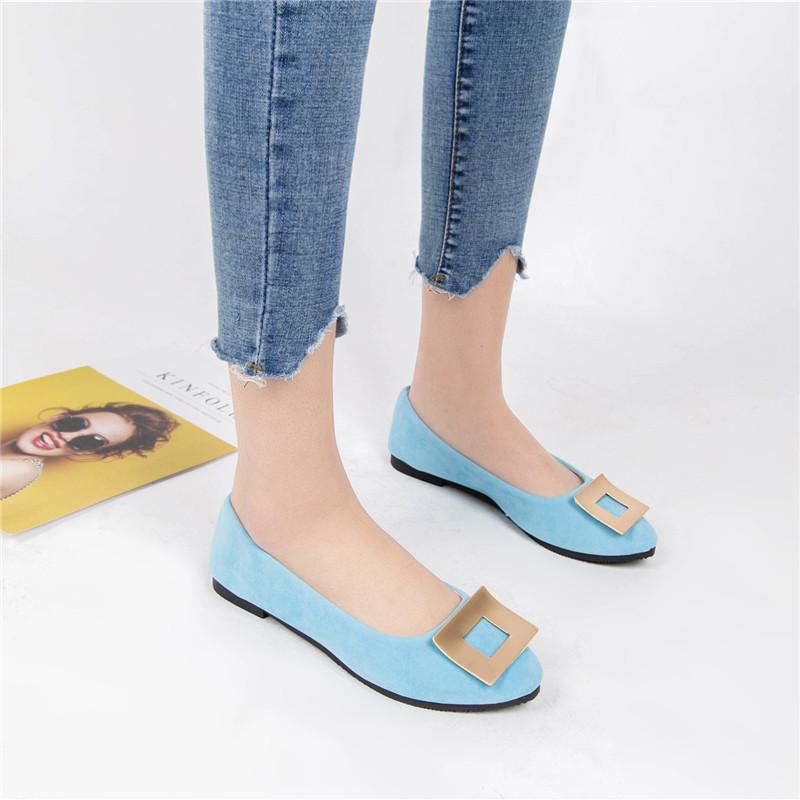 Women Girls Solid Big Size Slip On Flat Shallow Comfort Casual Single Shoes 23 Colors