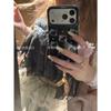 Texture premium sweet cool girl black silver kt for apple 17promax mobile phone case iphone16/15 pendant