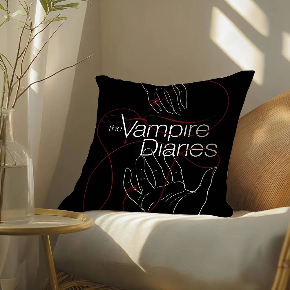 Film The Vampire Diaries-D Kuddfodral Silkeslent elegant Bekväm Soffsäng Osynlig dragkedja Strandkuddfodral
