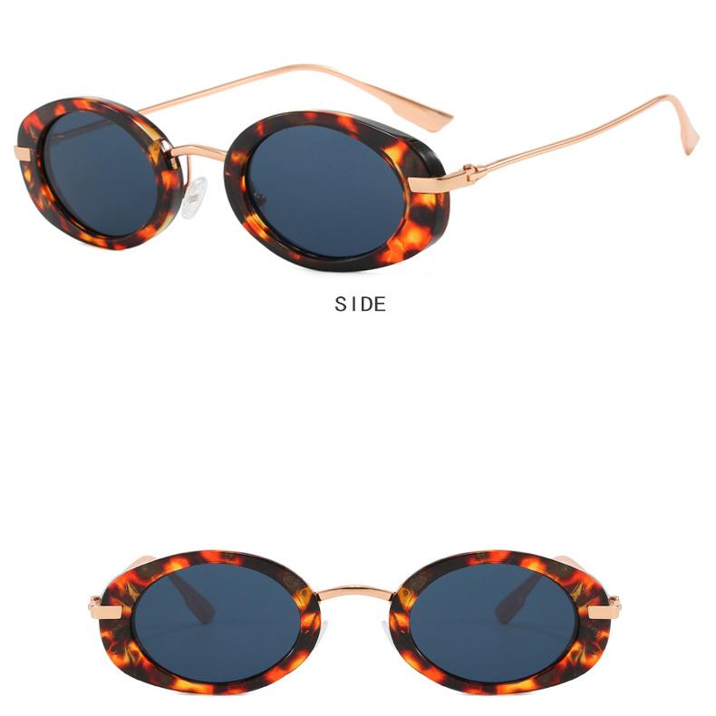 Ladies Sunglasses, Small Frame Oval Retro Too Catwalk Metal Glasses, Personalized Decorative Beach Travel Photo Sunglasses