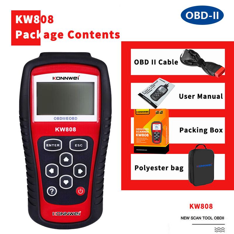 

2026 KONNWEI KW808 Car OBD2 Diagnostic Tool OBDII Auto Automotive Scanner Engine Fualt Code DTC Lookup Live Data O2 Monitor Test KW808