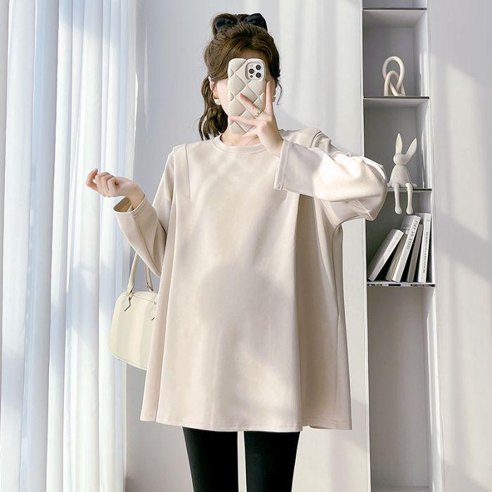 

2025 Autumn Maternity Collection: Simple Long Sleeve Plus Size Casual T-shirt 2XL