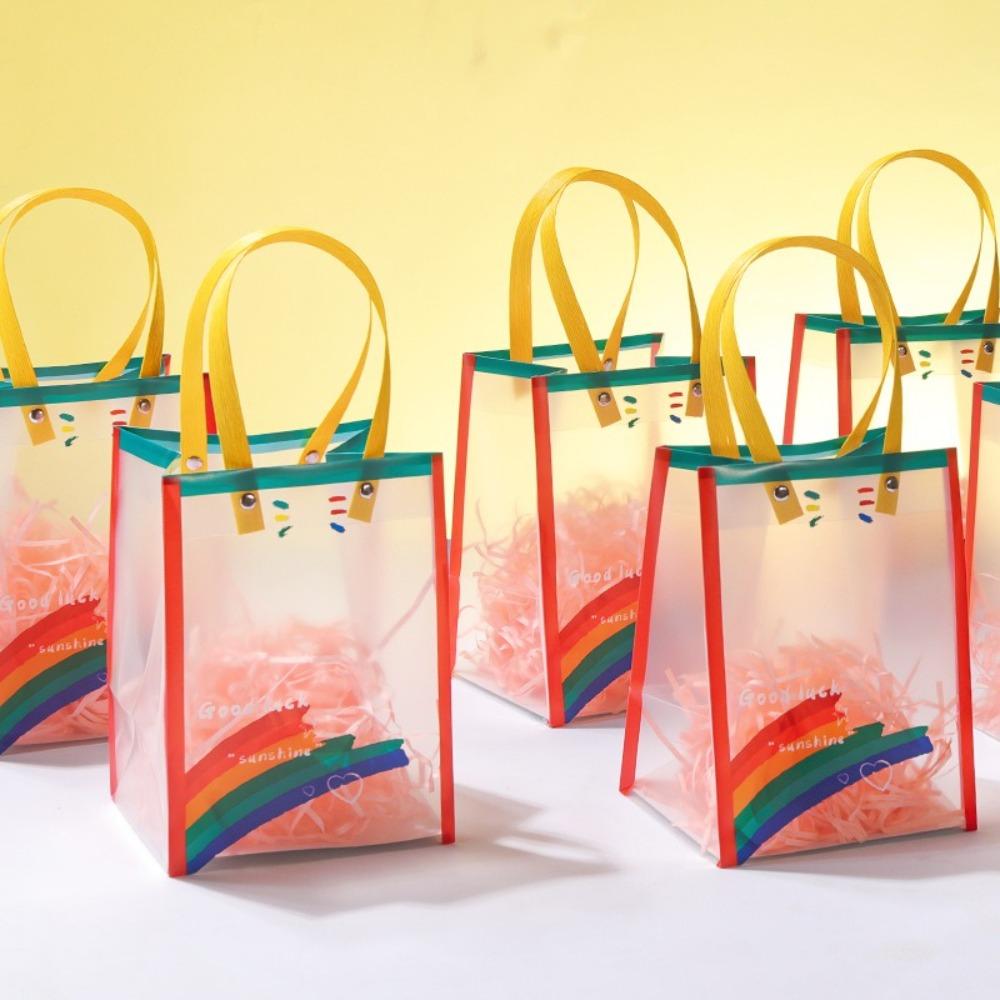 New Rainbow Gift Packaging Bag Waterproof Large Capacity Handbag PVC Swimming Storage Bag Party