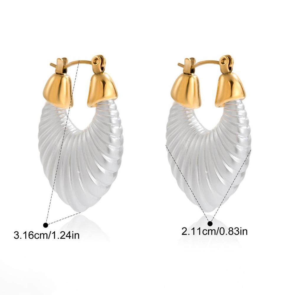 Stainless Steel Hoop Earrings Gold Color Huggie Earrings Vintage Resin Pearl Earrings  Gift
