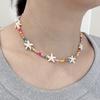 Elegant Turquoise Beaded Choker Starfish Pendant Necklace Adjustable Length Neckchain for Women Ocean Inspired Jewelry