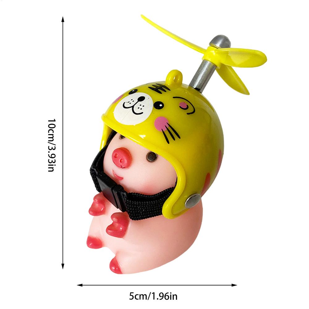 Bike Motor Accessories Pig with Propeller Helmet Broken Wind Rubber Pigs Toy Car Bicycle Pink Piggy Ornaments Handlebar Decor