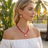 2Pcs/Set Lightweight Floral Jewelry Set, Polymer Clay Realistic Flower Charm Necklace, Hawaiian Style Drop Earrings for Daily Wear