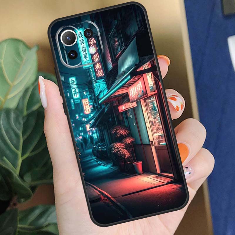 Japanese Night City Aesthetic Case For Xiaomi 15 14 Ultra 13T 14T 15T Pro 17 Pro Max POCO X7 X5 X6 F5 F6 F7 F8 Pro Coque