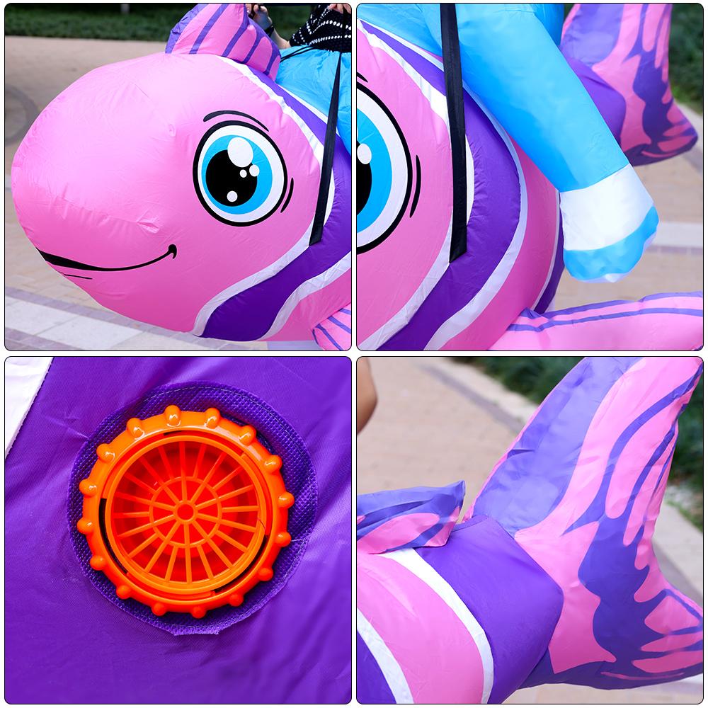 Buntes, aufblasbares Tropenfisch-Kostüm für Halloween (150–190 cm, Erwachsenengröße), ideal zum Reiten auf Halloween-Partys.