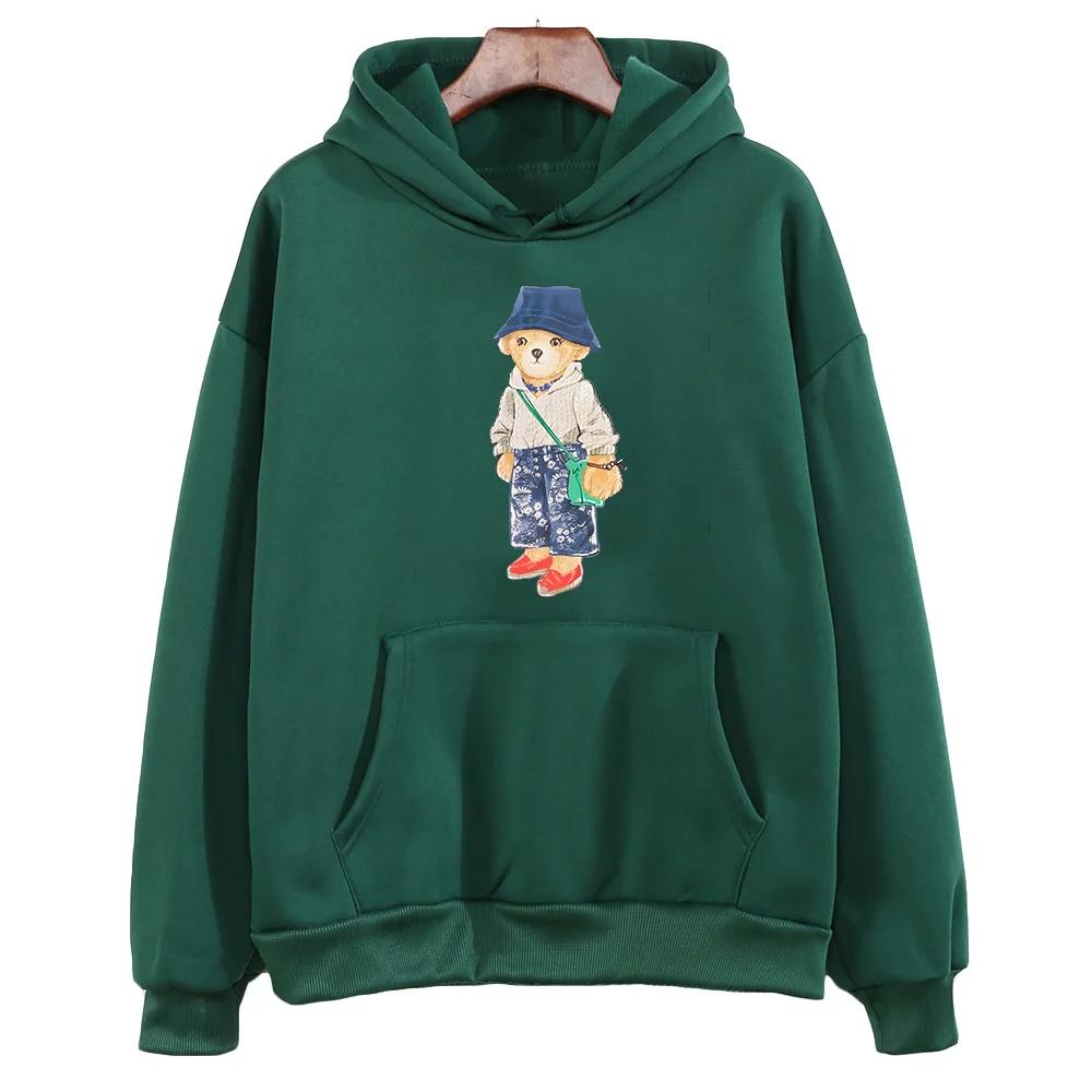 Trendy Cartoon Bear Graphic Hoodies Women Winter Sweatshirts  Clothing Comfortable Crewneck Pullovers Casual Long Sleeve