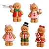 Christmas Gingerbread Man Ornaments Cartoon Wooden Ornament, Double-sided Printed Desktop Tabletop Figurines, Decorative Signs Craft for Home