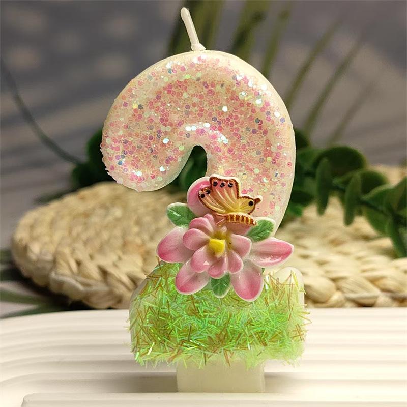 Creative and Exquisite Design Butterfly Flower Digital Candle Birthday Cake DIY Decoration Colorful and Diverse Styles