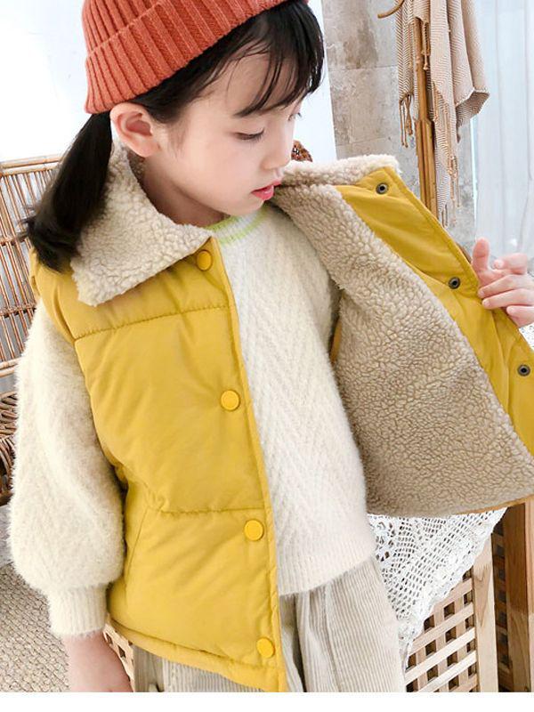 2025 Child's Fleece-Lined Down Cotton Winter Vest: Warm & Thick for Autumn/Winter